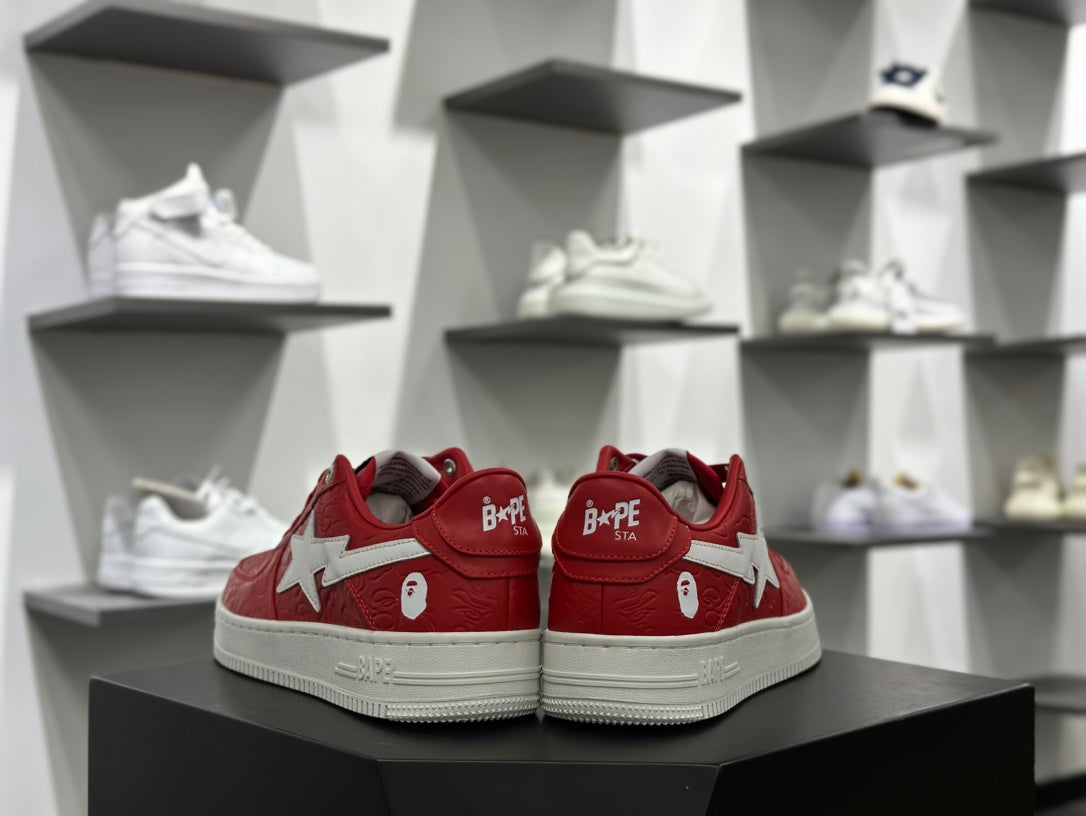 Bapesta Low “Red Suede” Sneakers